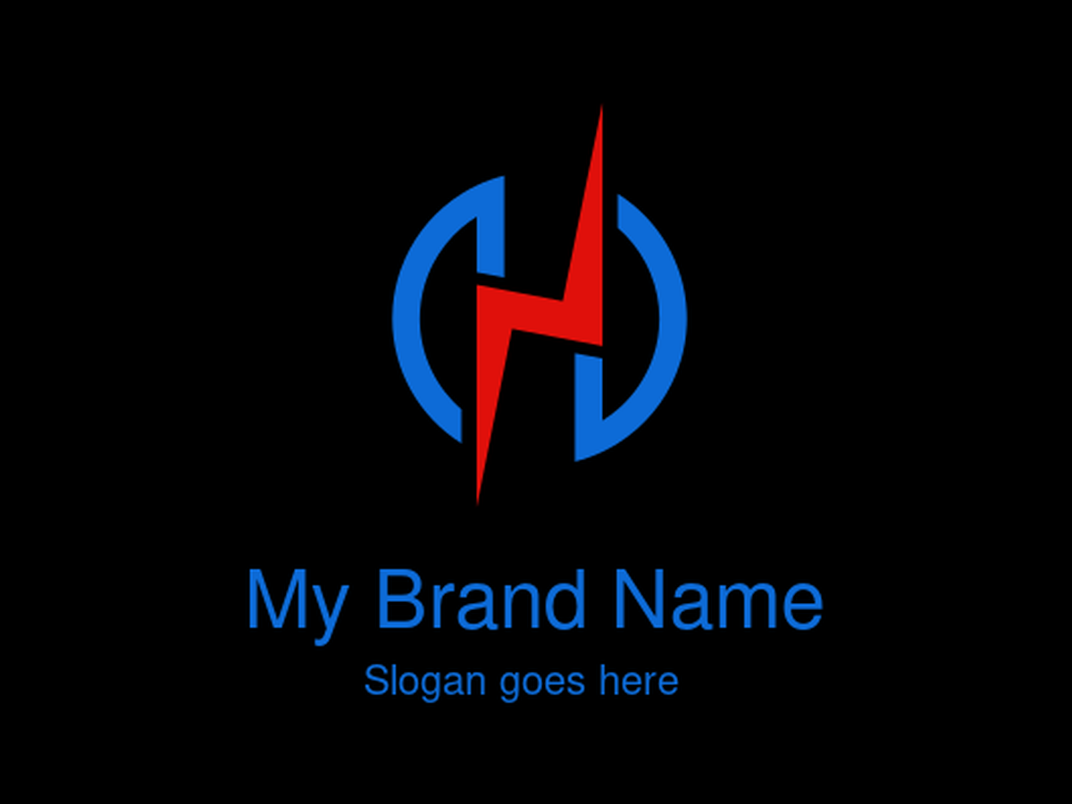 Dynamic Red Lightning Bolt Logo with Blue Circle and Letter H for Energy and Technology